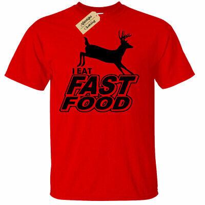 Bambini Ragazzi Ragazze i Mangiare Fast Food Divertenti T-Shirt Cacciatore Cervo
