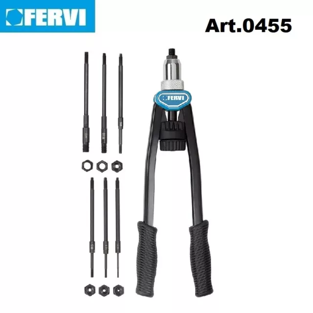 Fervi 0455 Rivettatrice A Doppia Leva Per Inserti Filettati M3÷M12 In Valigetta