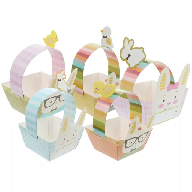 Easter Paper Tote Bag 5Pcs Treat Boxes Bunny Gift Fruit Boxes Party Favors-QP