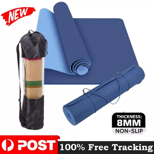 Yoga Dual Layer Mat Eco Friendly Exercise Fitness Gym Pilate With Free Carry Bag