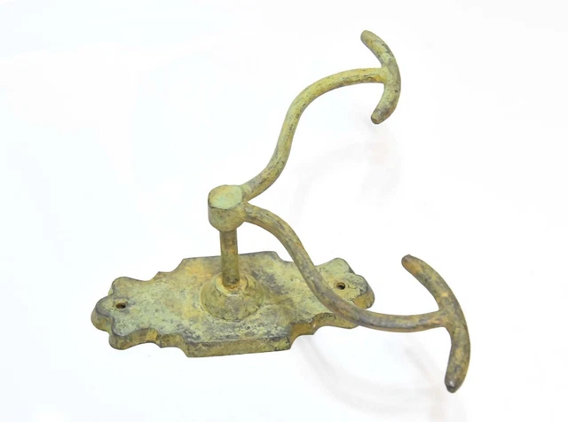 Large Matching Victorian Style Brass Wall Mount Hat / Coat Hook 2