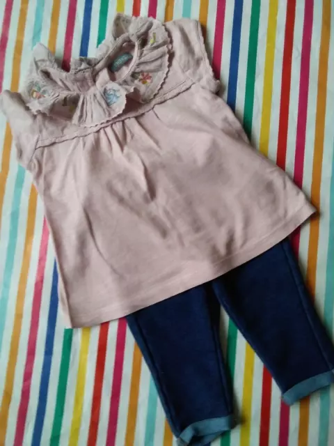 girls next tunic top and jeggings age 3-6 months vgc