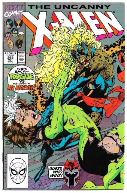 Uncanny X-Men #269 (Marvel 1990) ** Rogue vs Ms. Marvel ** 🔥