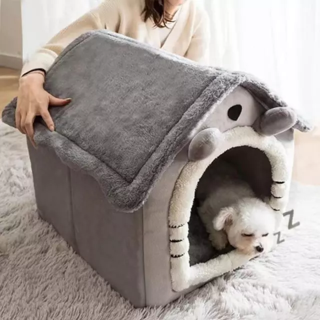 Pet Cat Puppy Dog Bed House Kennel Cave Igloo Soft Washable Cushion Small-large