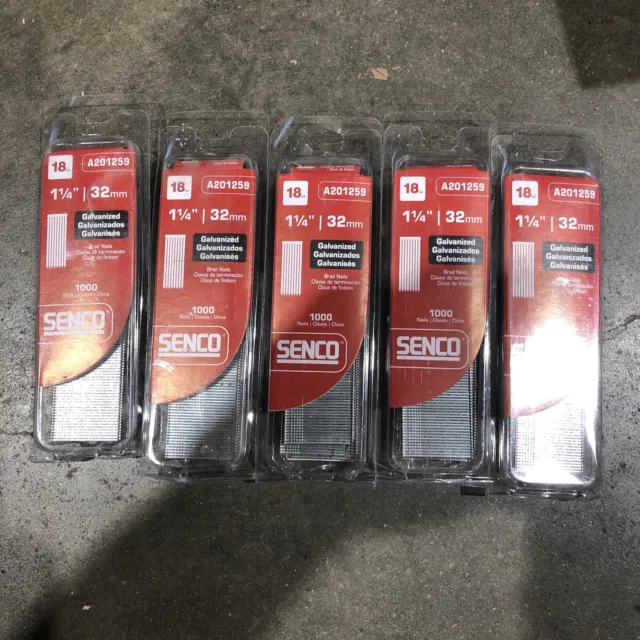 SENCO 5000 (5 packs of 1000) Galvanized Brad Nails 18-gauge x 1 1/4" A201259. J3