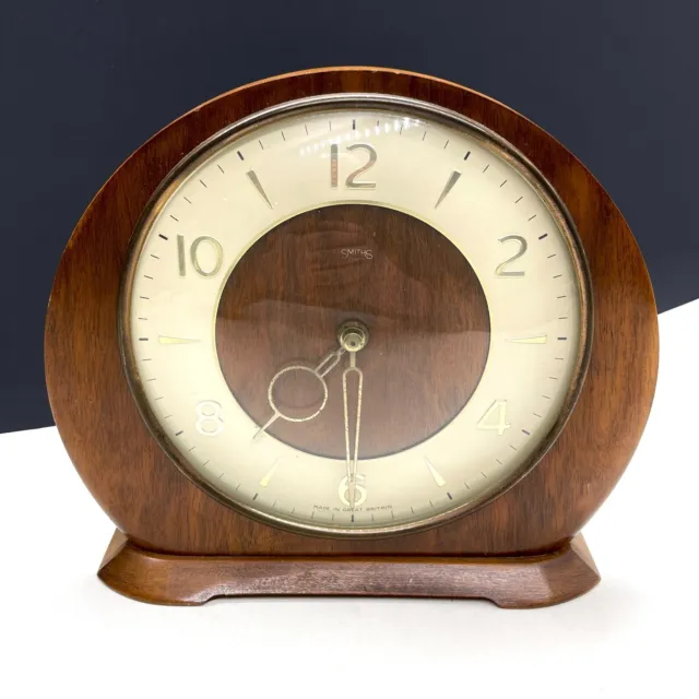 Vintage Wooden Smiths 30 Hour Mantel Clock Mechanical Wind-Up (Spares)
