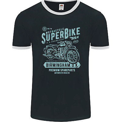Maglietta Superbike Birmingham Motorcycle Biker Uomo Ringer FotoL