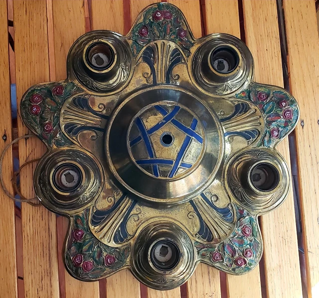 Antique art deco flush mount ceiling fixture 8 bulb