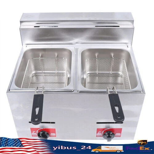 Propane Deep Fryer Countertop 12L Gas Fryer + 2 Baskets LPG & 2 Lids Commercial