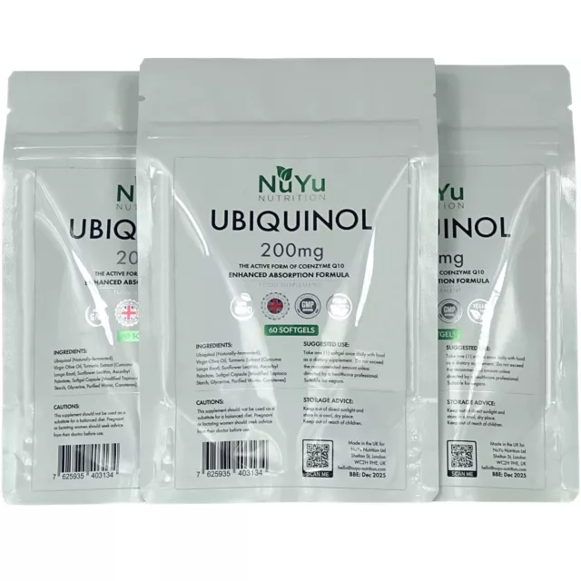 Ubiquinol 200mg Maximum Strength Softgels (Bioavailable Q10) - Vegan