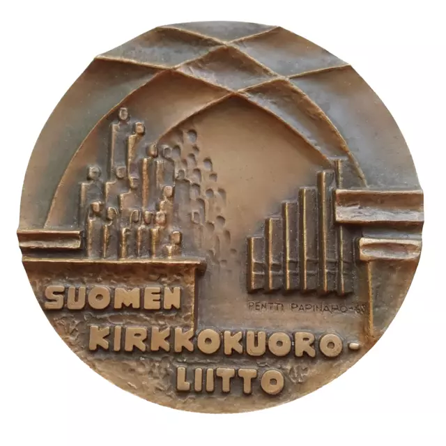 Finland - Papinaho uniface bronze art medal - Union of Church Choirs 70 mm, 156g