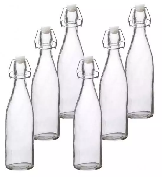 Glasflasche 0,5L klar mit Bügelverschluss - 6er Set Flasche Ölflasche