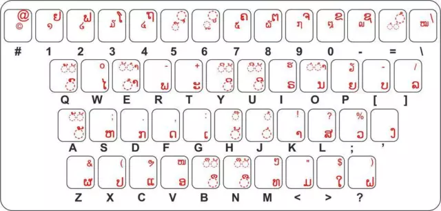 Sticker decal keyboard red letter transparent lao loatian