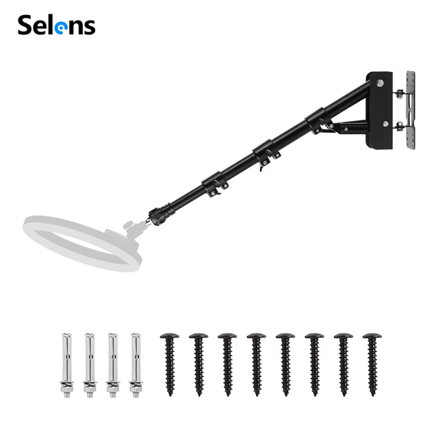 Selens Photography Wall Mounted Overhang Arm, 46.7-103cm, Wall and Ceiling Mount Tree Arm Adjustable Length with 3/8 1/4 Thread Universal Adapter for Photo and Video Lighting, Umbrellas, Reflectors Selens Photography Wall Mounted Overhang Arm, 46.7-103cm, Wall and Ceiling Mount Tree Arm Adjustable Length with 3/8 1/4 Thread Universal Adapter for Photo and Video Lighting, Umbrellas, Reflectors