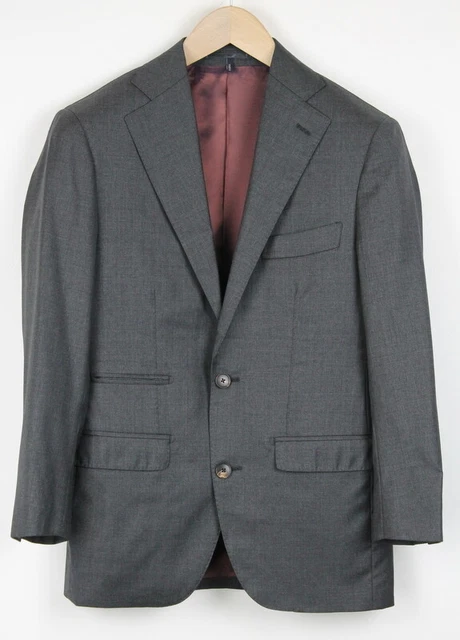 Suitsupply Lazio UK32 Hommes Blazer Pure Laine Gris Chiné Sergé Cran Revers