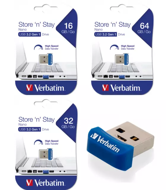 Verbatim Store 'n' Stay NANO USB-Stick USB 3.0 Speicherstick 16GB 32GB 64GB