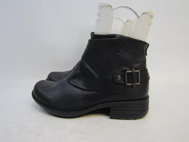 Earth Womens Size 7 M Black Leather Zip Slouch Fashion Ankle Boots Booties