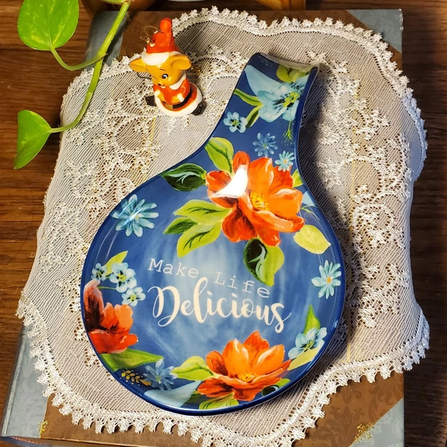 The Pioneer Woman Spring Bouquet Make Life Delicious Spoon Rest Stoneware NWOT