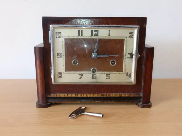 Westminster Chime Vintage Wooden Mantle Clock Art Deco Silent Chime SPARES/REP