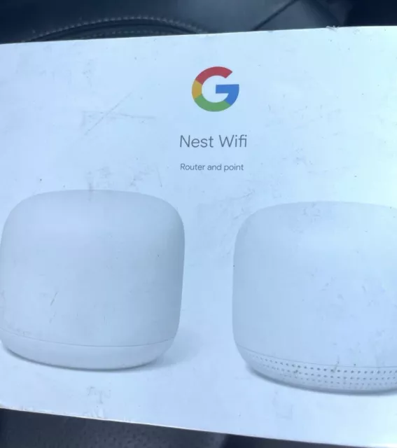 Google Nest Wifi Mesh Router AC2200 & 1 Point with Google Assistant Snow 2-Pack