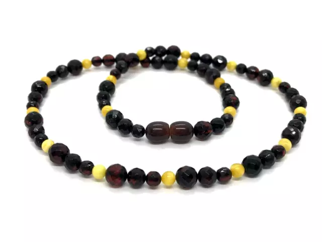Faceted AMBER Necklace Cherry Natural Baltic Amber Round Beads Ladies 9g 12598