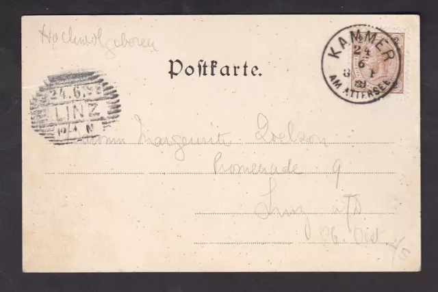 Austria 1866 picture postcard used 1899 very fine KAMMER am ATTERSEE cancel