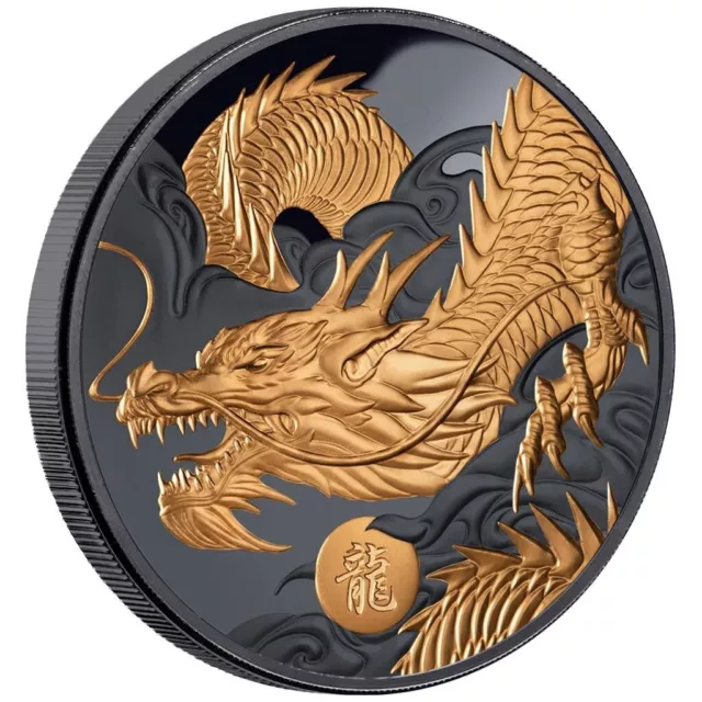 Silbermünze Jahr des Drachen Lunar Serie 2024 - Niue - Teilvergoldet - 1 Oz BP