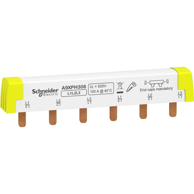 Acti 9 - peigne de raccordement à dents - 3P - 100A à 40°C - Ue 415 V CA - 6 ...