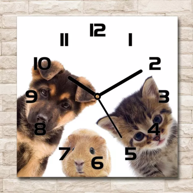 Reloj Decorativo de Vidrio Templado Estilo Moderno Variantes 30x30 Mascotas Anim