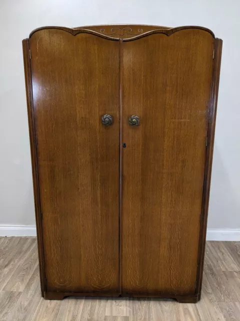 WARDROBE Double 2 Door Austin Suite Vintage Teak Oak Veneer 2 Hanging Rails