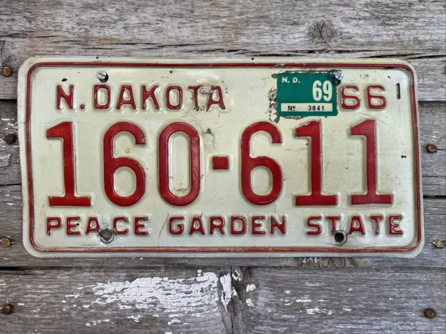 1966 North Dakota License Plate #160-611 ND ‘66