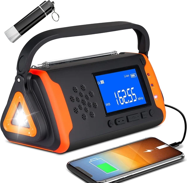 4000mAh Emergency Crank Radio with NOAA/AM/FM, Digital Battery Radio with LCD
