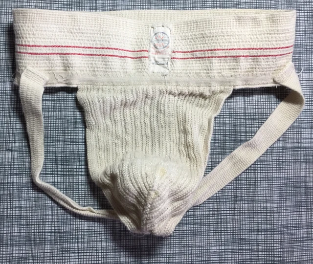 Medium THE BIKE Vintage Men's Two Red Striped 2.5" Band USA Made Jock Strap 32"