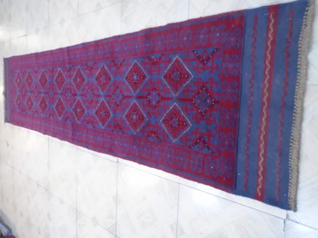 24880 # Incredibile tappeto afgano Mashwani Runner Kilim fatto a mano 257 x 62 cm