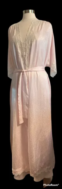 Vtg Womens Christian Dior Lingerie Long Maxi Nightgown Matching Robe Pink Size L