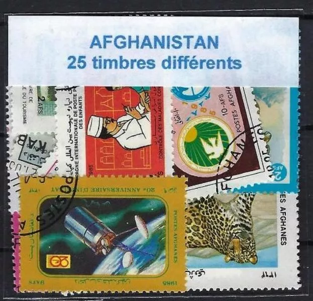 Afghanistan 25 Briefmarken Unterschiedliche Entwertet Verwendet