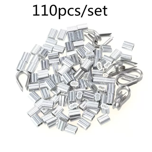 50pcs 8 Shaped Wire Rope Aluminum Sleeves Clip Fittings Cable Crimps and 10pcs