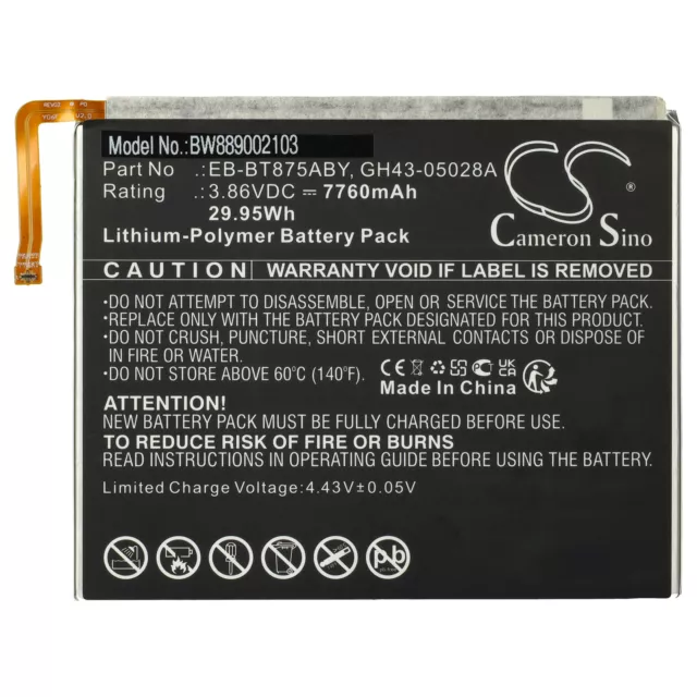 Batterie comme Samsung GH43-05028A EB-BT875ABY 7760mAh 3,86V