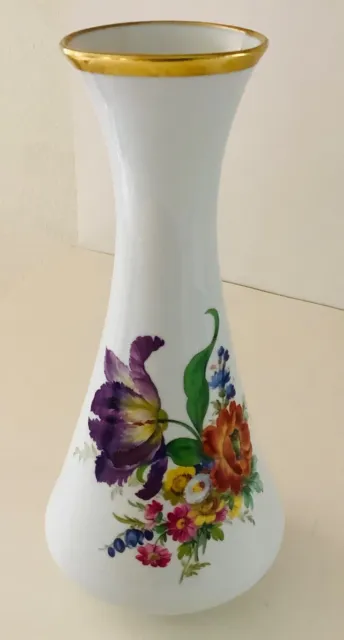 Royal KPM Vase Porzellan Bavaria- Germany Handarbeit Flowers Gold Trim 11” 529/3