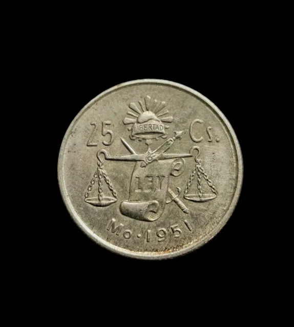 1951 Mexico 25 Centavos Better Condition (.300 Silver)