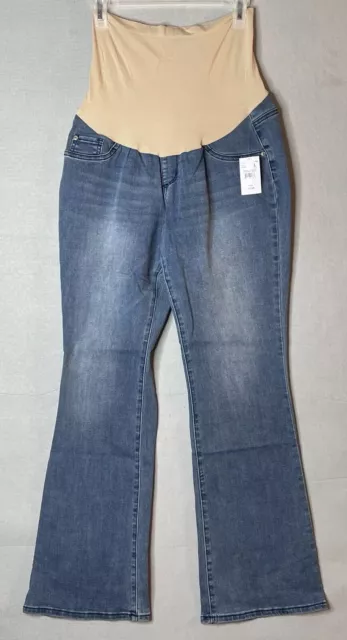 Indigo Blue Jeans Maternity Womens Size Large Pull On Blue Denim Med Wash NWT