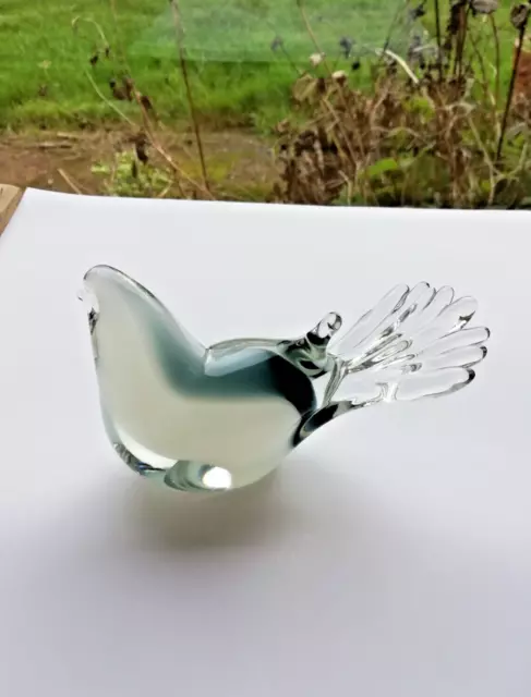 Seguso White, Slate Grey, Opaline Love  Bird Cased In Clear Glass. C1970s 2