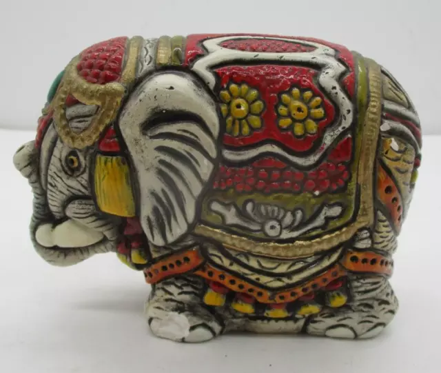 Vintage "Sarasa" Chalkware Plaster Elephant Sculpture