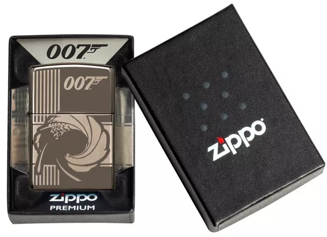 Zippo Original lighter Regular/Black Ice 8seitig Lasered 007 James Bond 3