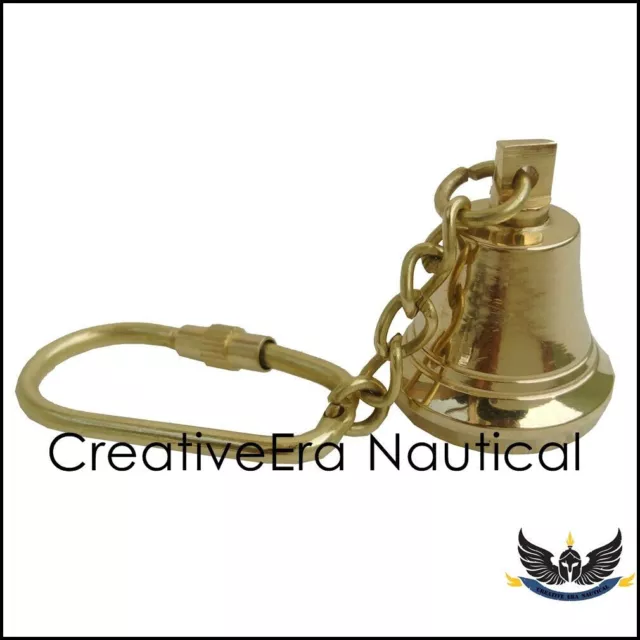 Nautical Brass Bell Key Chain Solid Brass Keychain key ring Replica Vintage Gift