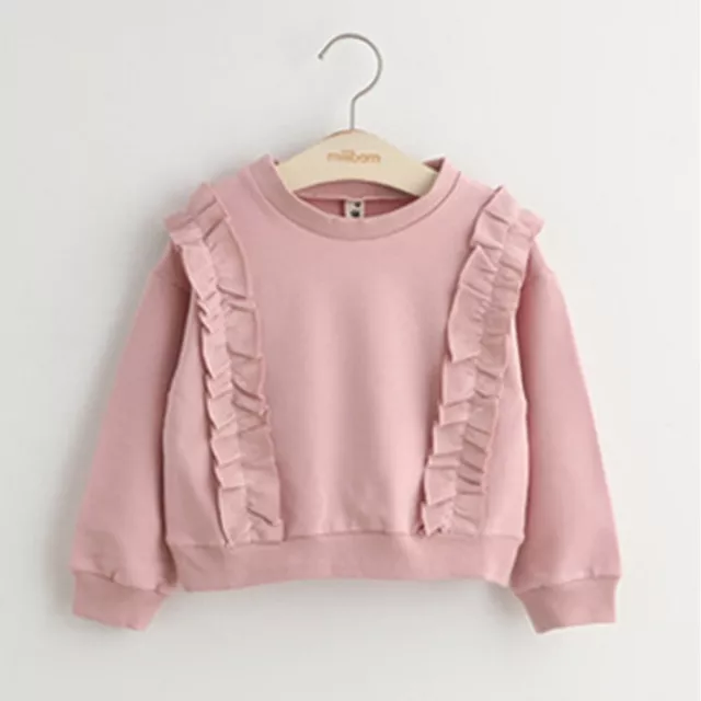 Girls' Long Sleeve Crew Neck Ruffles Pullover Cotton Knit Sweater Sweatshirts