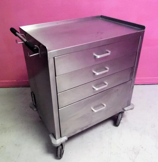 29.5" x 18" 4 DWR Emergency Crash Cart Medical Surgical Cabinet Stand