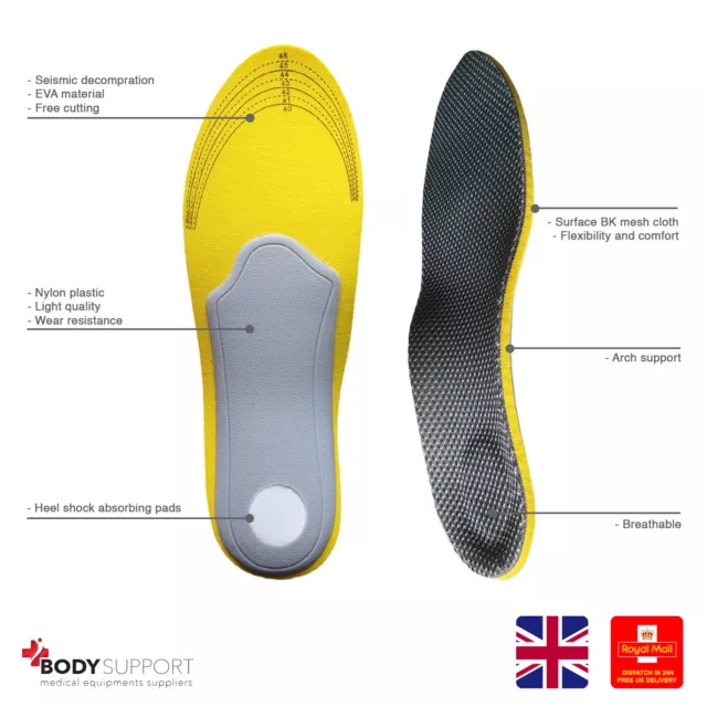 Shoe Insoles Unisex Foot Heel Gel Inserts Pads Orthotic Arch Support Feet Pain