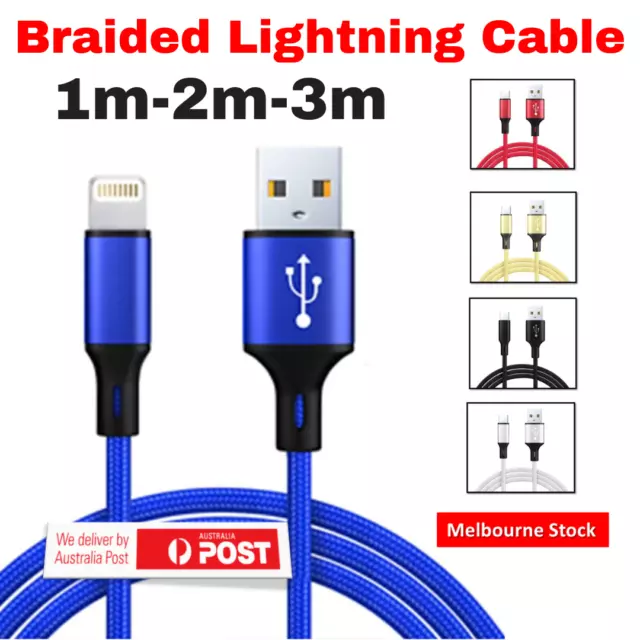 Braided USB Charger Phone Cable Data Cord For iPhone 14 13 12 11 Pro Max XR iPad