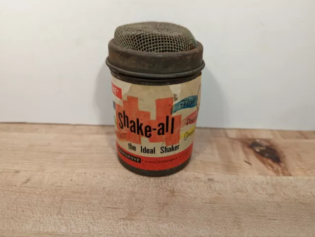 Vtg Spice Shaker Metal w/Mesh Top Shaker Fairgrove SHAKE-ALL The Ideal  1978
